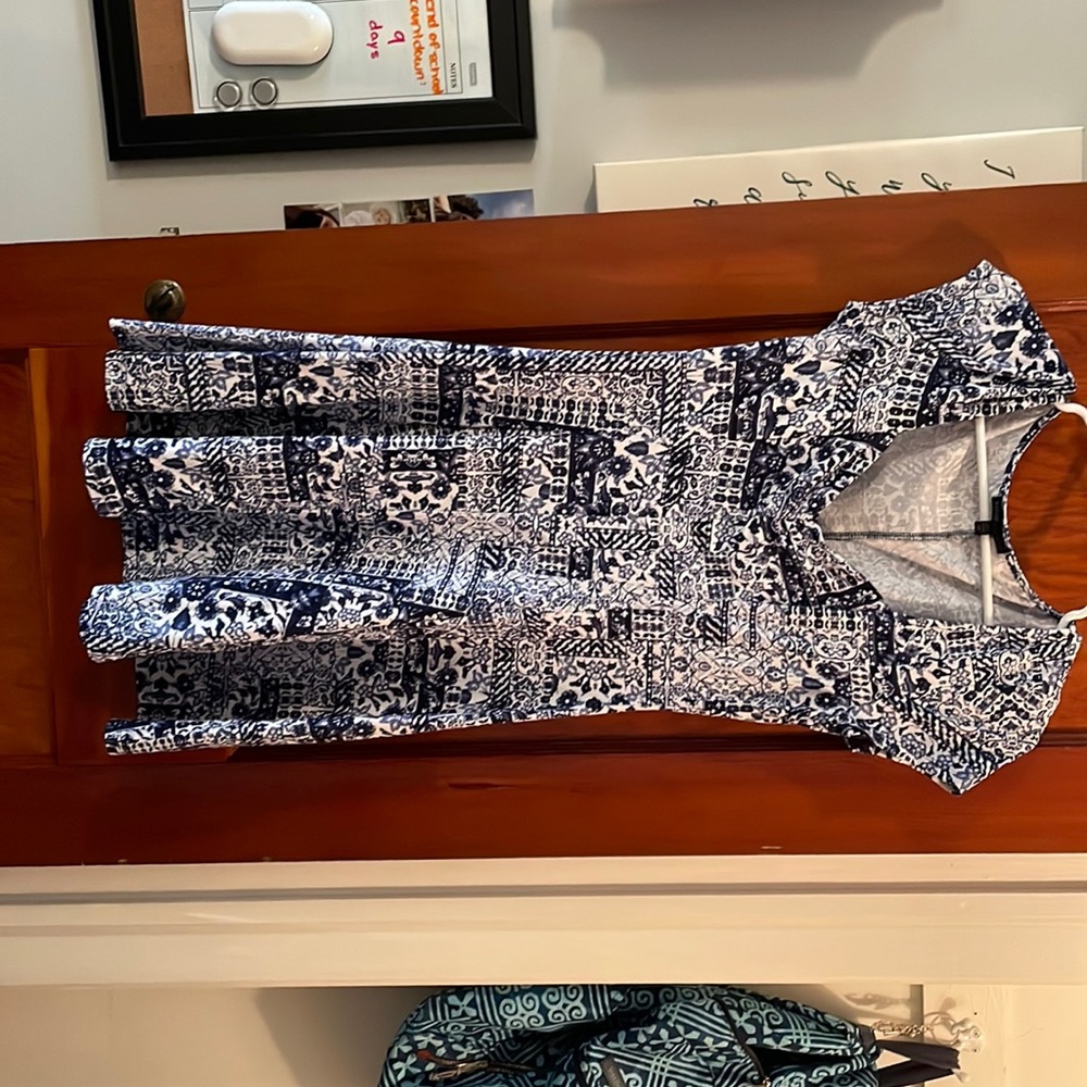 blue and white floral dress, super soft material, great condition,